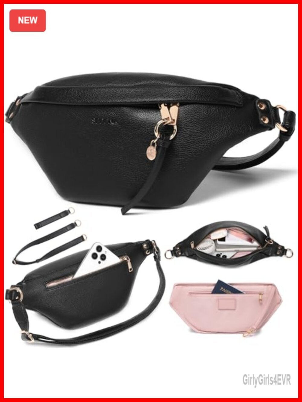 Anti Theft RFID Crossbody Bag with Locking Charm Vegan Leather
